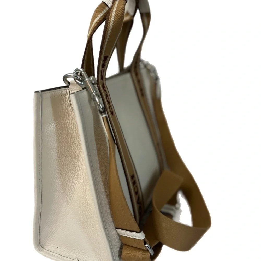 Coach White and Tan Briefcase with Modern Design. NWOT